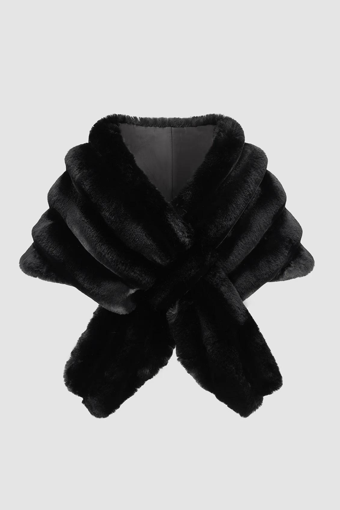black faux fur shawl