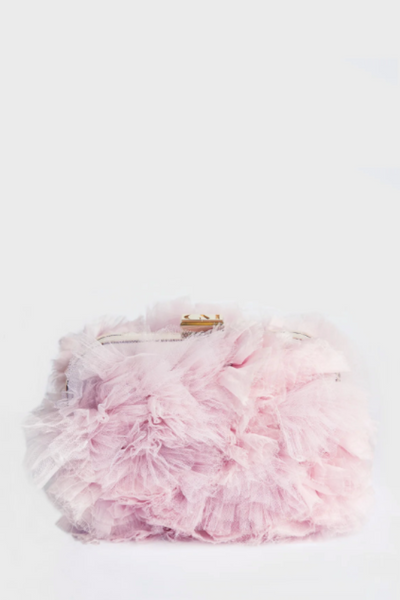 Soho Tulle Clutch in Pink by Gemy Maalouf - RENTAL