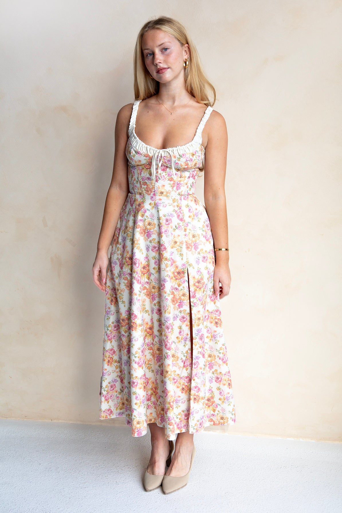 ୨୧ Bibiy. FLORENCE BUSTIER ୨୧ Sabrina Ivory Print Bustier Dress by House of CB- RENTAL