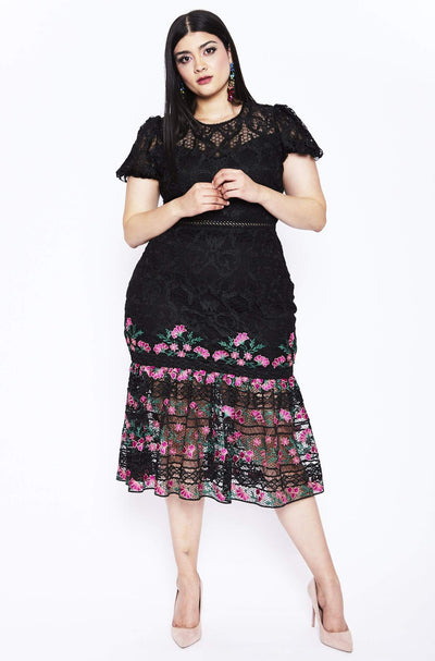 Lorelai Lace Midi Dress by ML Monique Lhuillier - RENTAL