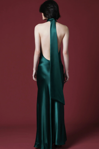 Penelope Satin Gown in Green by Sau Lee - RENTAL