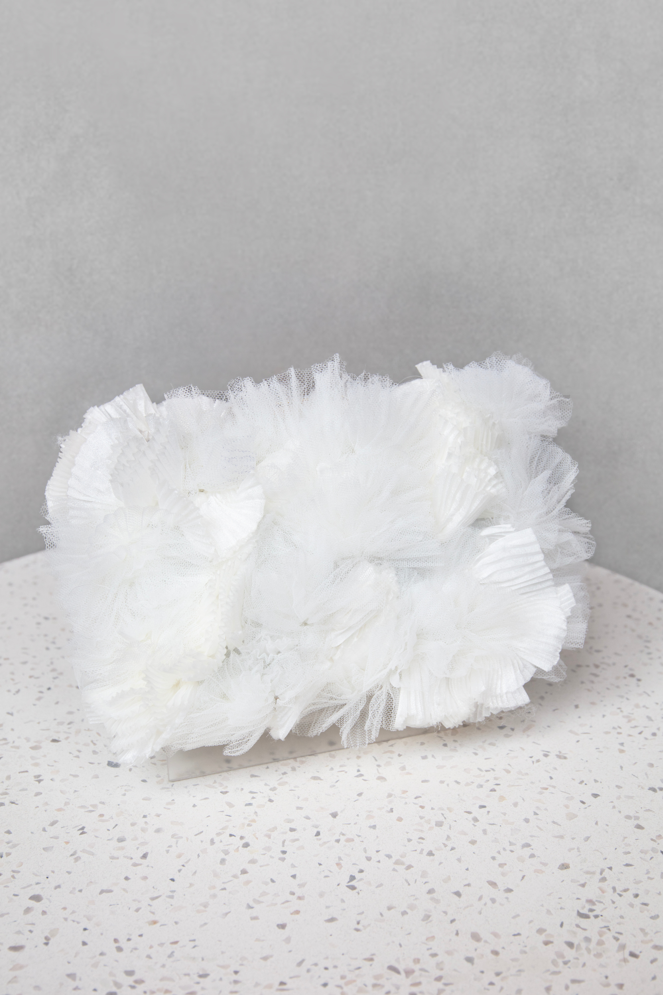 Soho Tulle Clutch in White by Gemy Maalouf - RENTAL