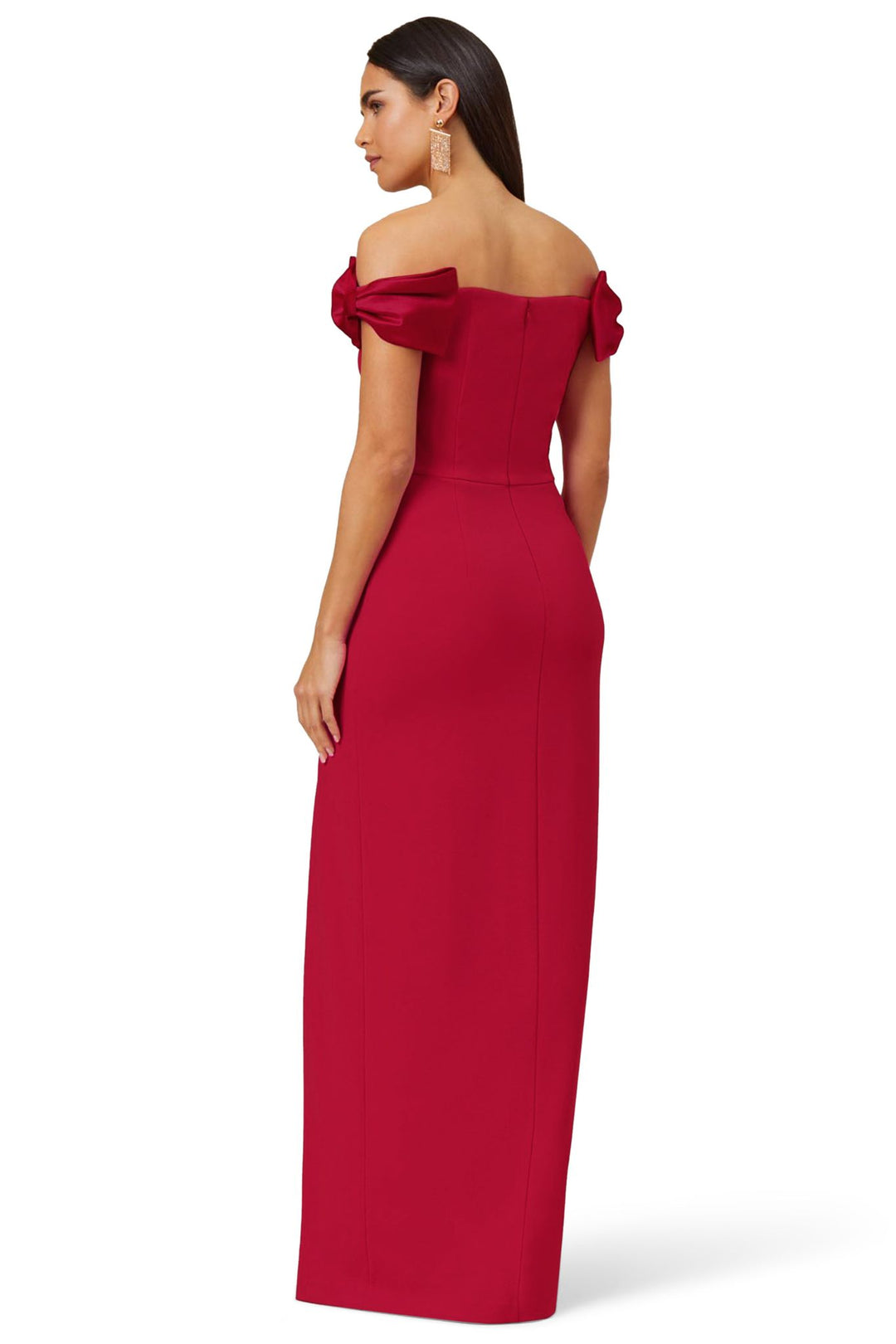 即国内発送・送込♪AIDAN MATTOX♪レースインサートドレス$220 Jacqueline Off Shoulder Gown in Red by Aidan Mattox - RENTAL