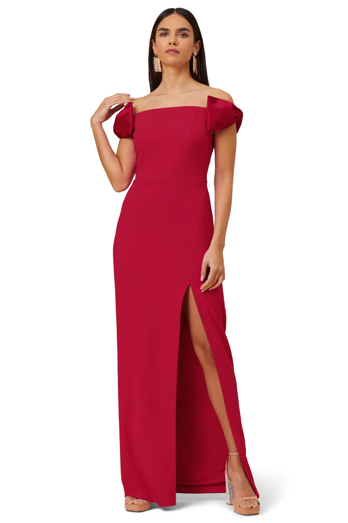 Jacqueline Off Shoulder Gown in Red by Aidan Mattox - RENTAL