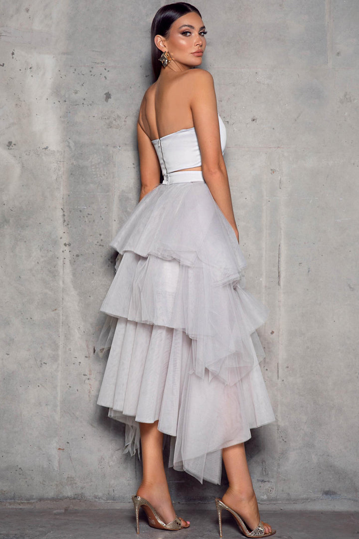 Araceli Tulle Two Piece in Silver by Elle Zeitoune - RENTAL