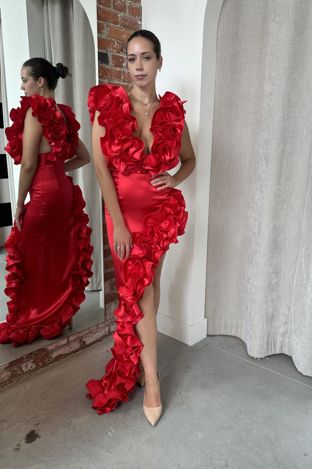 Aurora Red Ruffle Gown by Bronx and Banco - FINAL SALE The Fitzroy Aurora Red Ruffle Gown by Bronx and Banco - FINAL SALE The Fitzroy