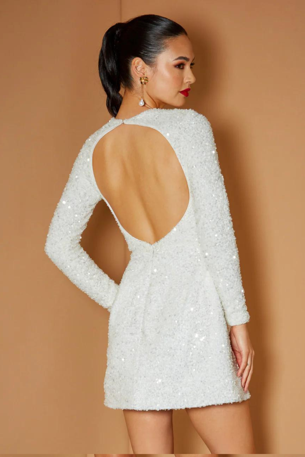 Avery Sequin Mini Dress in White by HELSI - RENTAL The Fitzroy Avery Sequin Mini Dress in White by HELSI - RENTAL The Fitzroy