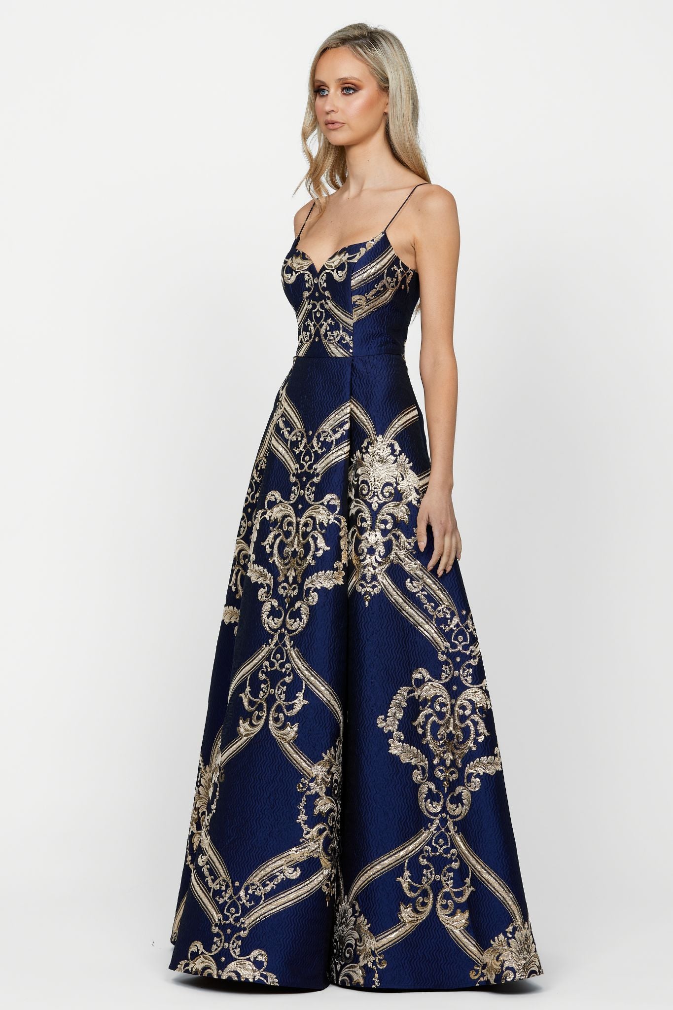 Edwina Jacquard Gown by Bariano - RENTAL