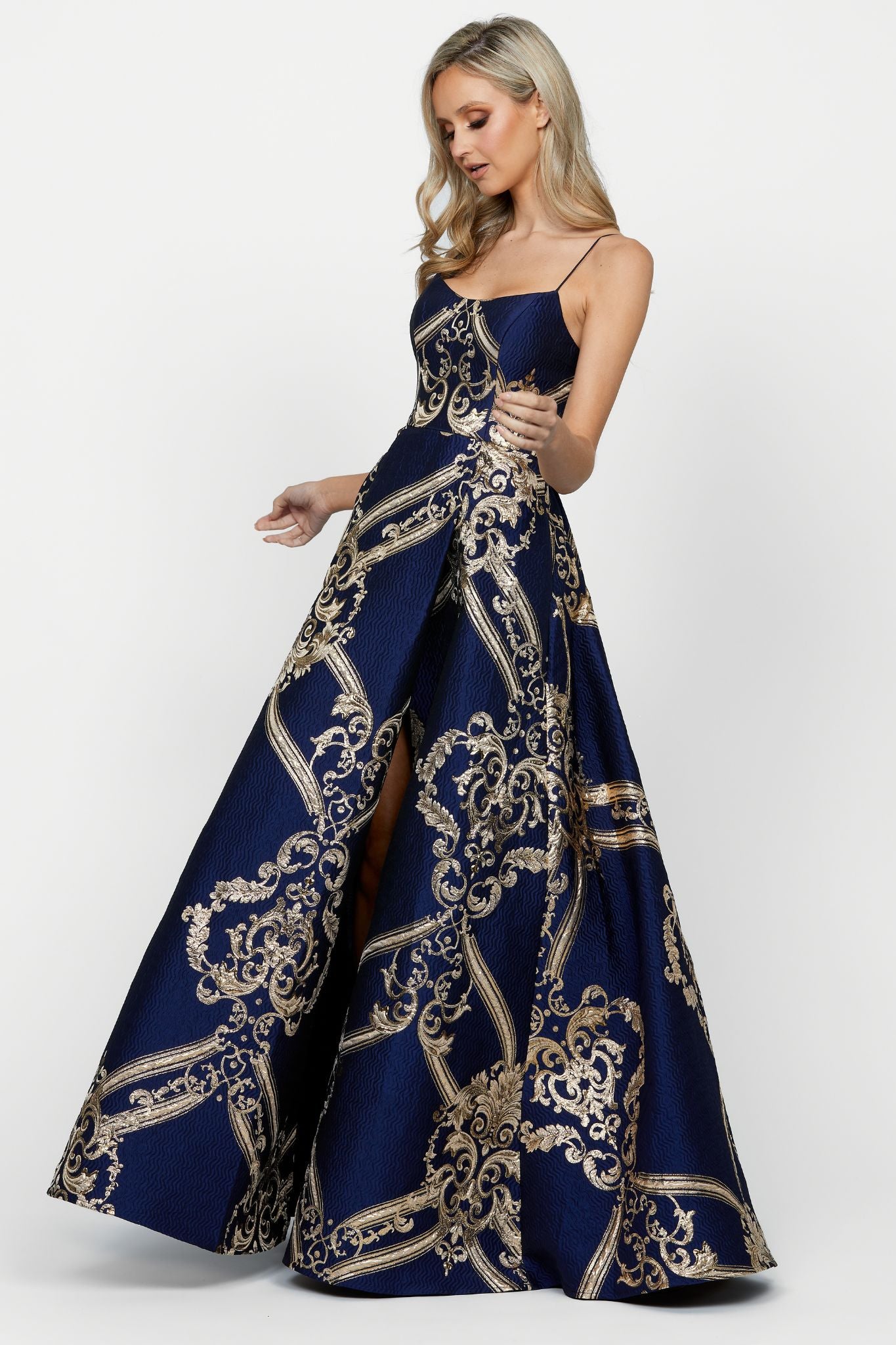 Edwina Jacquard Gown by Bariano - RENTAL