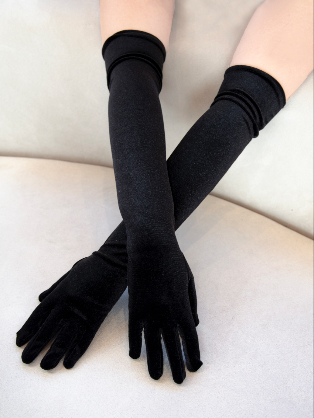 Black Velvet Opera Gloves