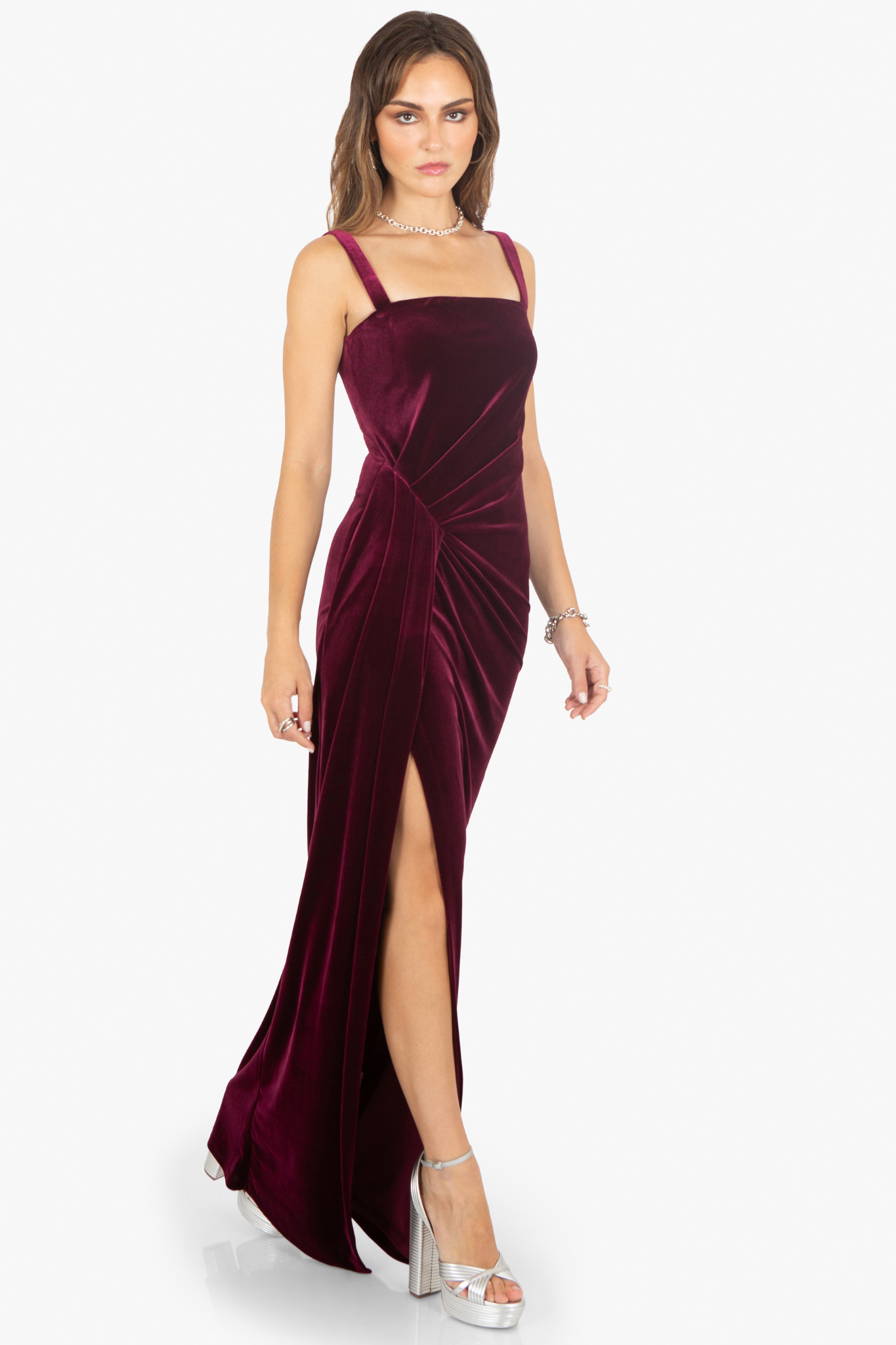 Domino Gown in Burgundy by Black Halo - RENTAL