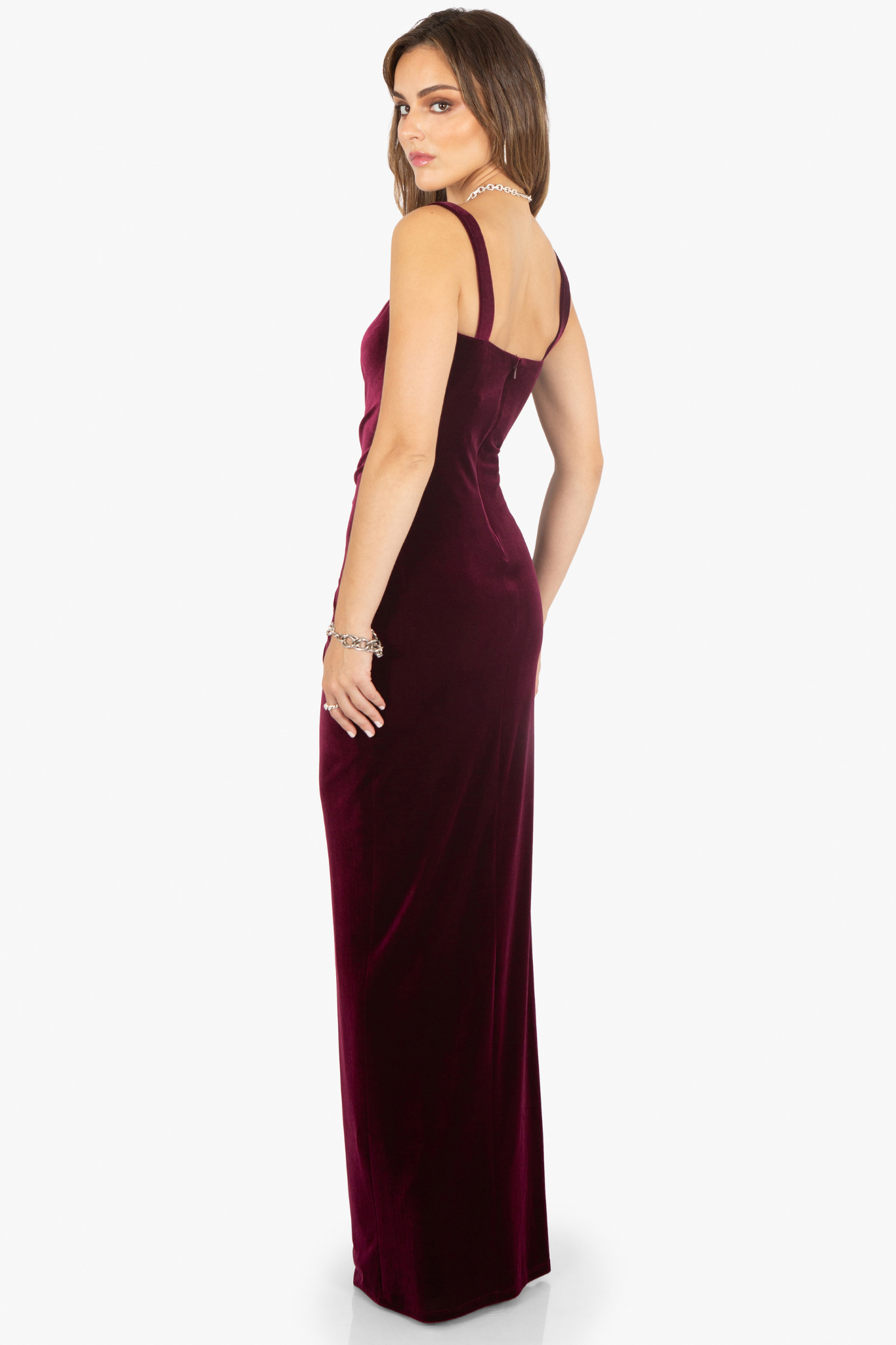 Domino Gown in Burgundy by Black Halo - RENTAL