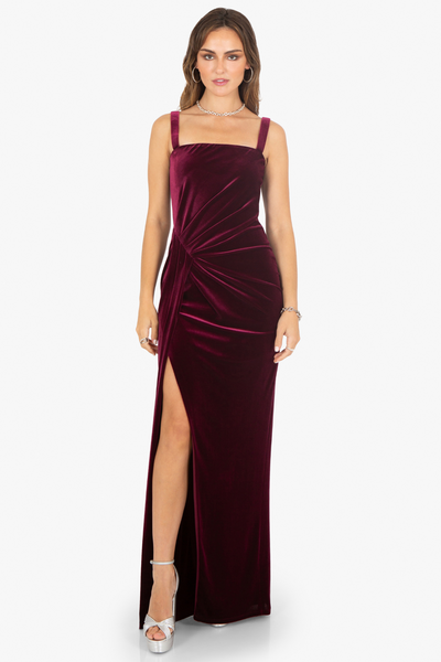 Domino Gown in Burgundy by Black Halo - RENTAL
