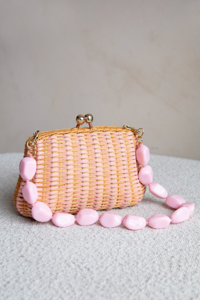 Blair Woven Clutch in Pink by Serpui - RENTAL