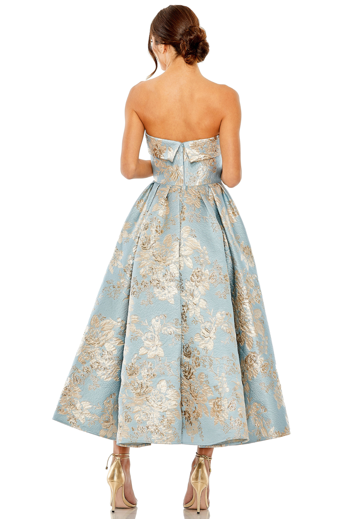 Blue-Strapless-Brocade-Midi-Dress-with-Pockets-macduggal-back