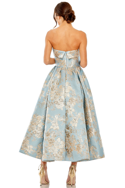 Blue-Strapless-Brocade-Midi-Dress-with-Pockets-macduggal-back