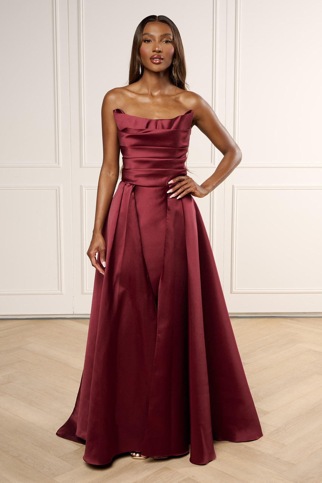 maxi evening dress with split Sequin Backless Split Maxi Dress Wine / XS