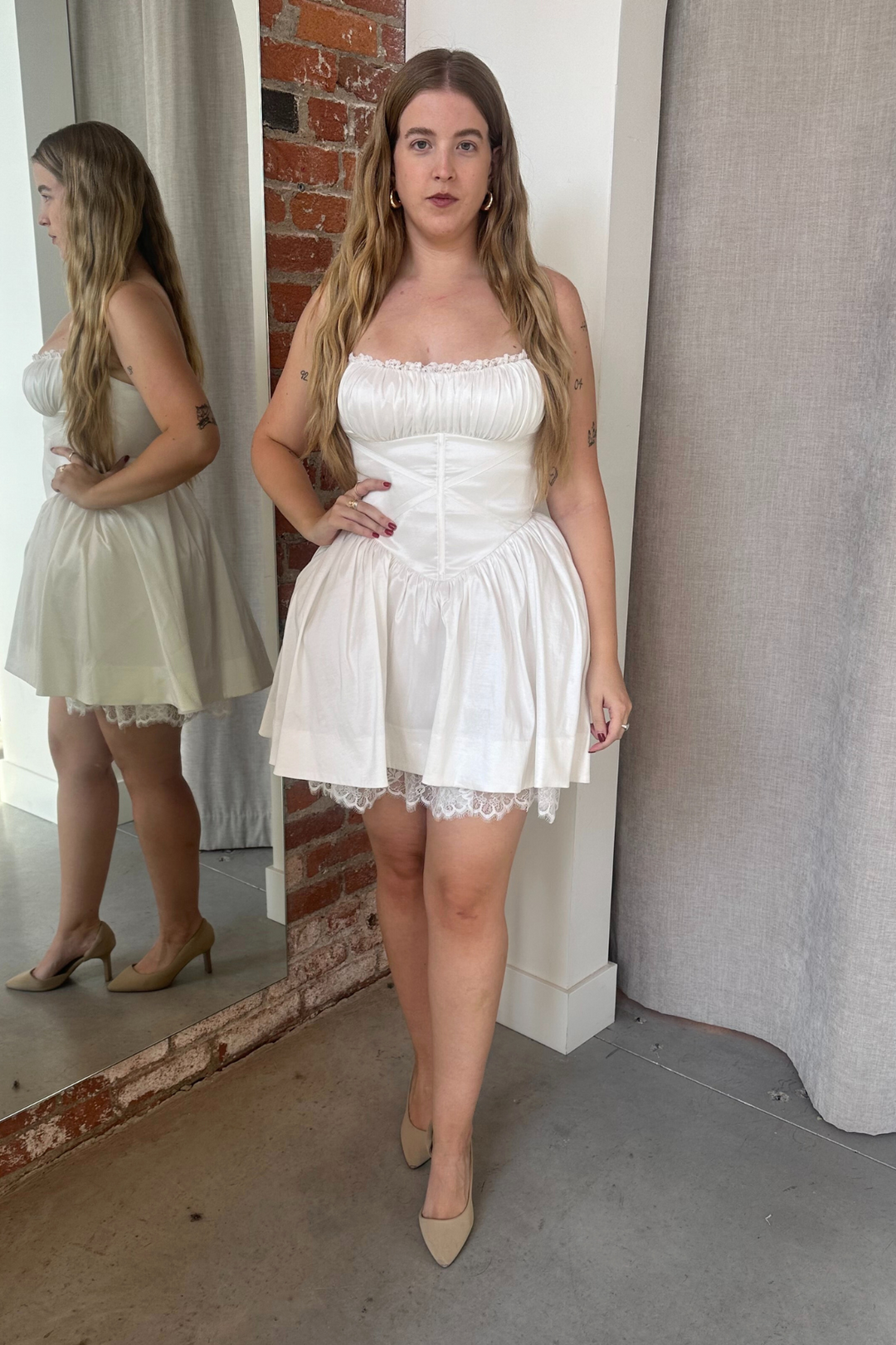 【店舗購入品　実物写真あり】Baby slit mini dress ivory ANDMARY】Baby slit mini dress