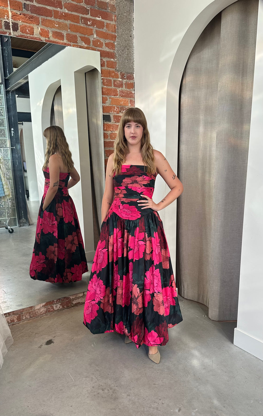 Georgia Strapless Dress in Floral by Hutch