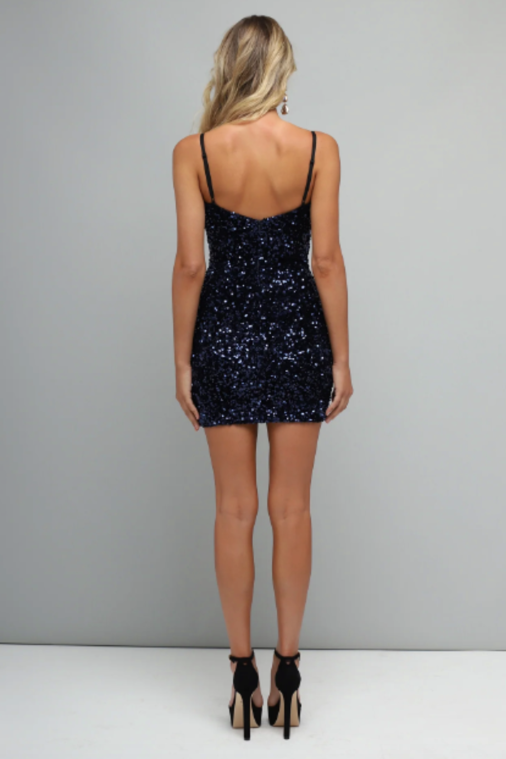 Sol Sequin Mini Dress In Navy by HELSI - RENTAL