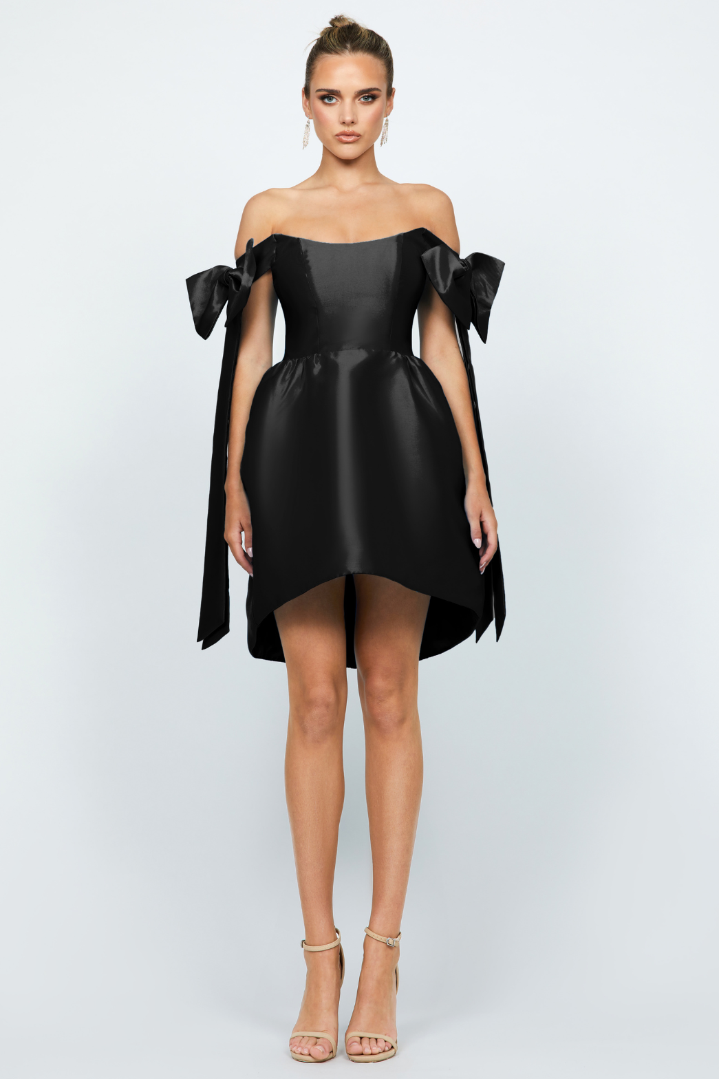 Arabella Bow Dress in Black by Bariano - RENTAL