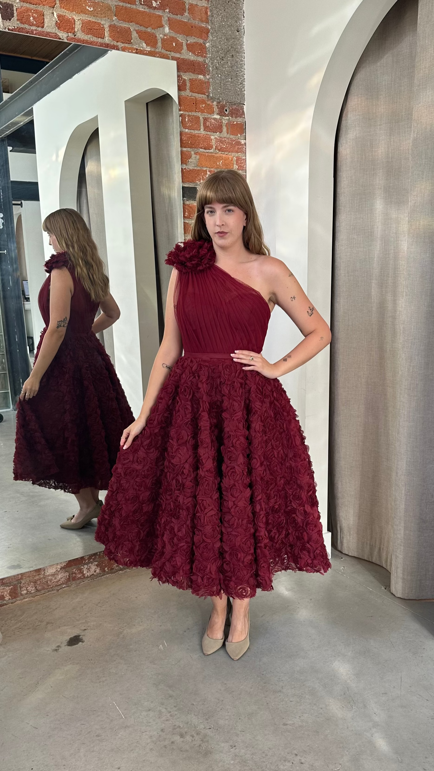 Annette One Shoulder Midi Dress by Mac Duggal - RENTAL