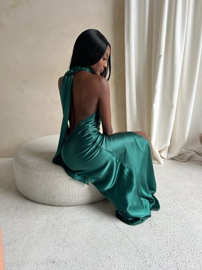 Penelope Satin Gown in Green by Sau Lee - RENTAL