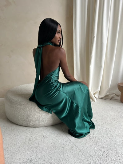 Penelope Satin Gown in Green by Sau Lee - RENTAL