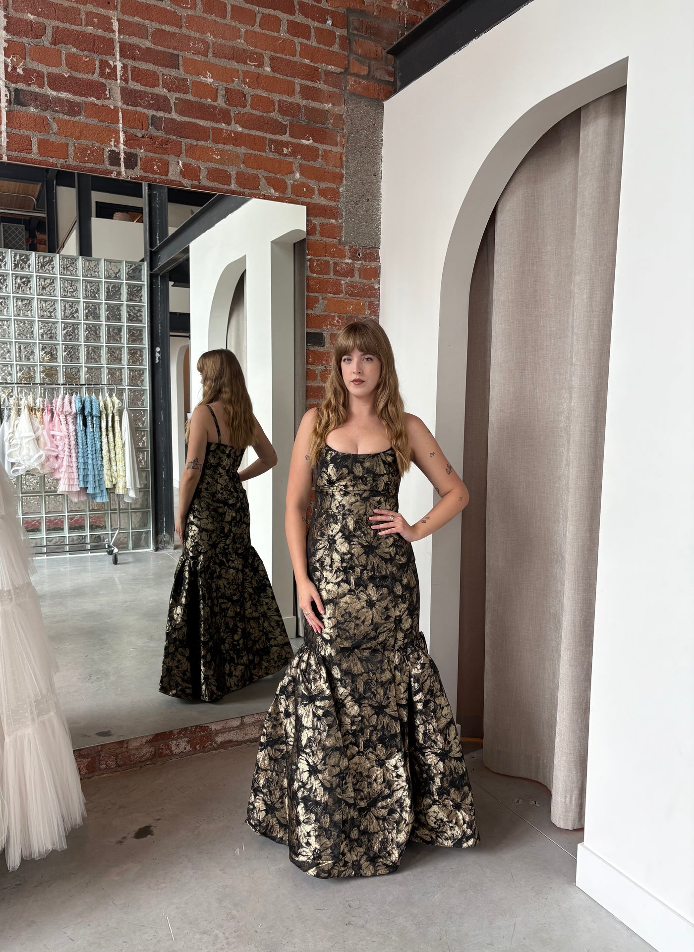 Golden Age Column Gown by Aidan Mattox - RENTAL