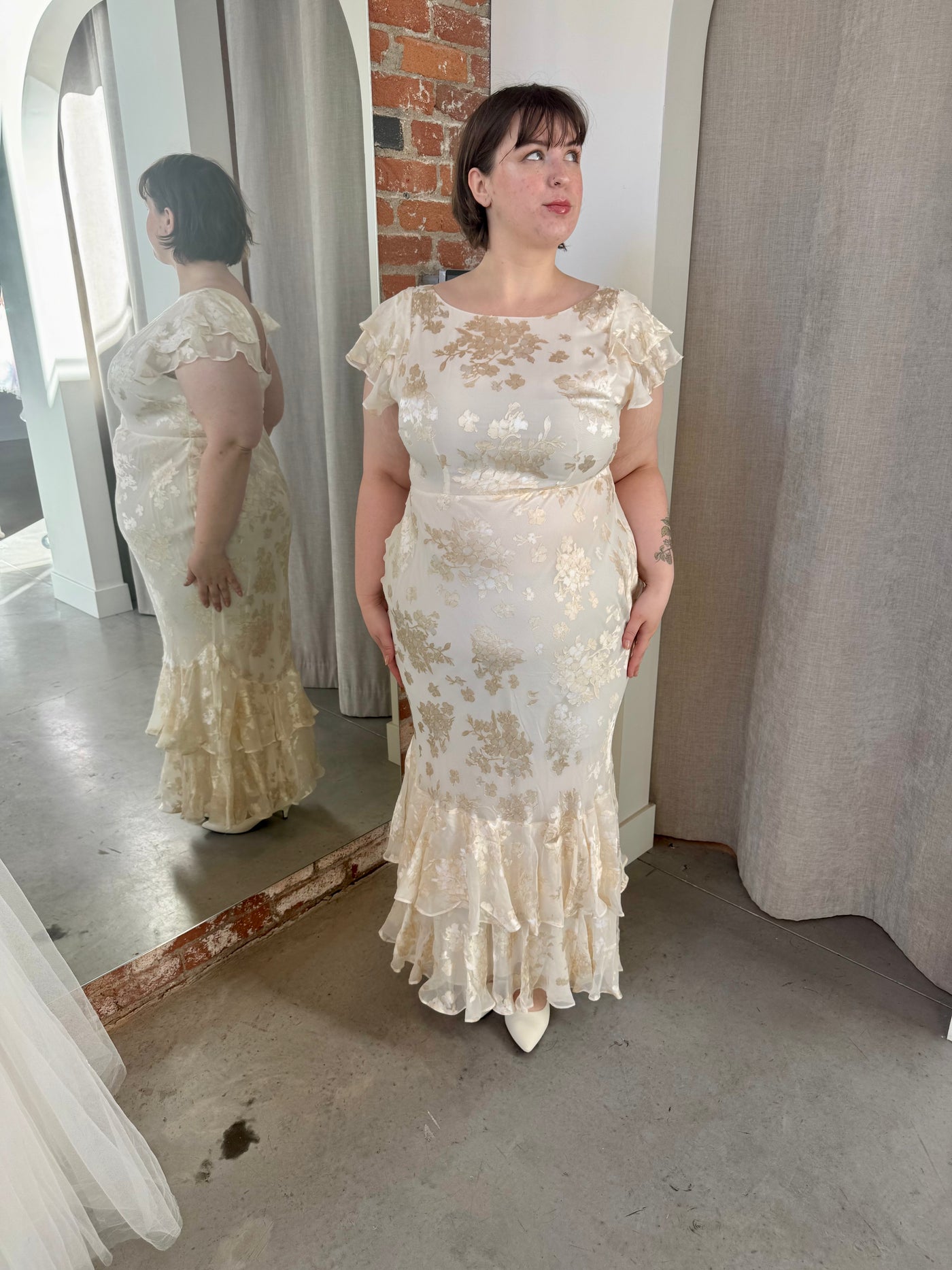 Ordinia Bouquet Dress in Creme by Rixo London - RENTAL
