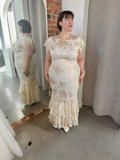 Ordinia Bouquet Dress in Creme by Rixo London - RENTAL