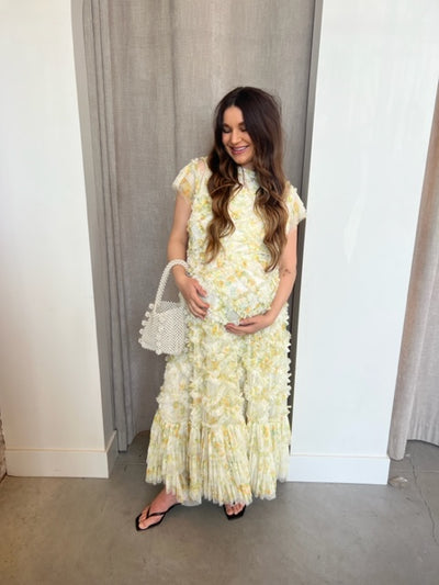 Marigold Ruffle Midi Dress by Mac Duggal - RENTAL