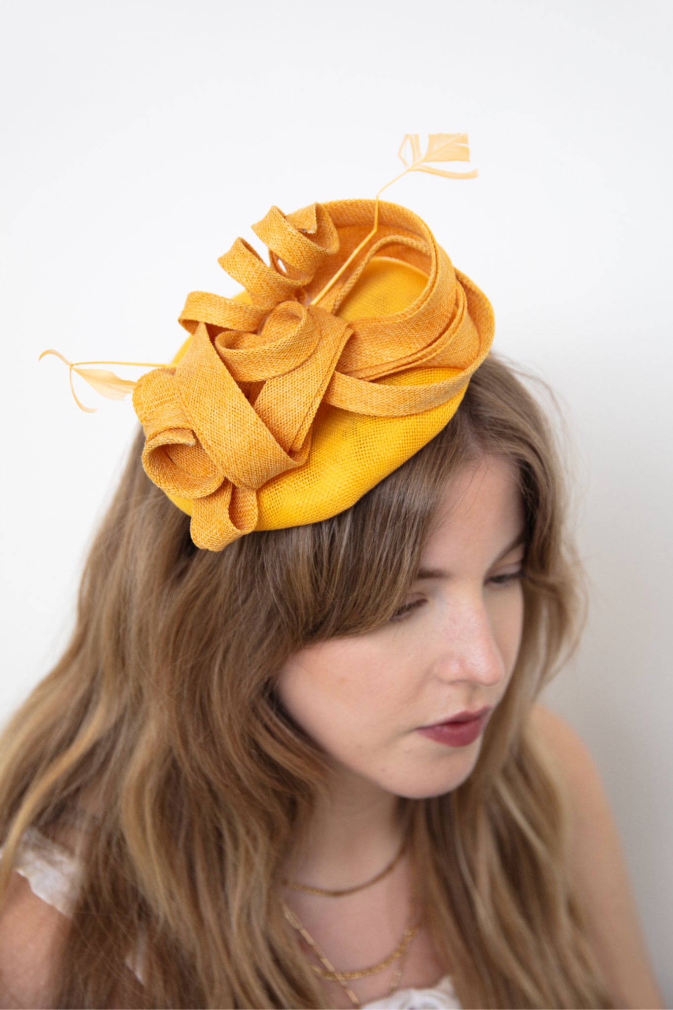 Goldfinch Yellow Fascinator - RENTAL