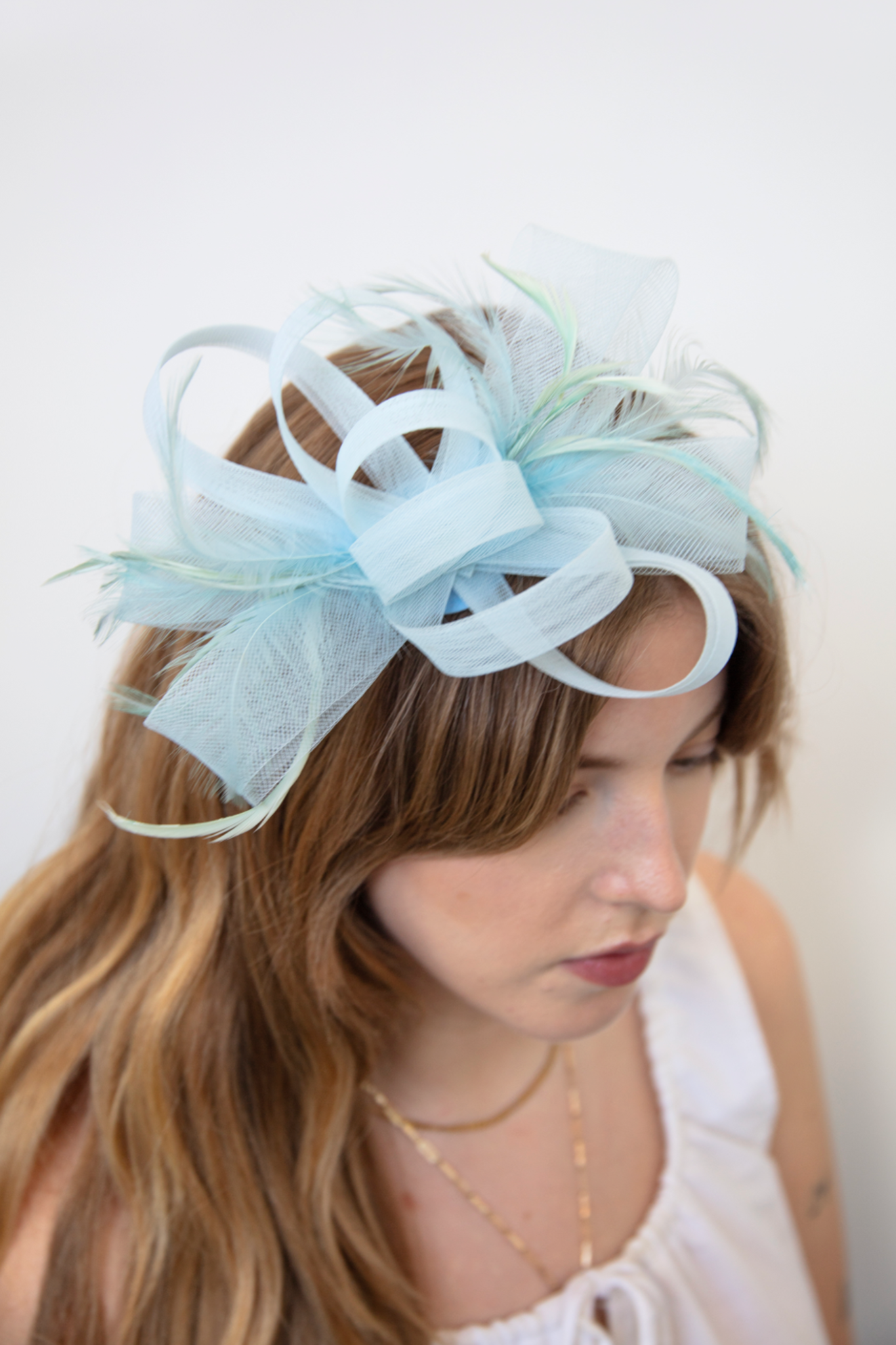 Silverstone Light Blue Fascinator - RENTAL