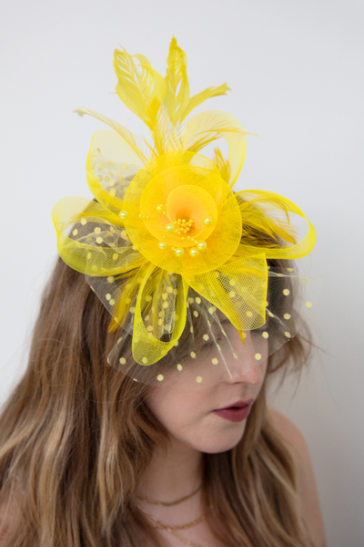 Senna Yellow Fascinator - RENTAL