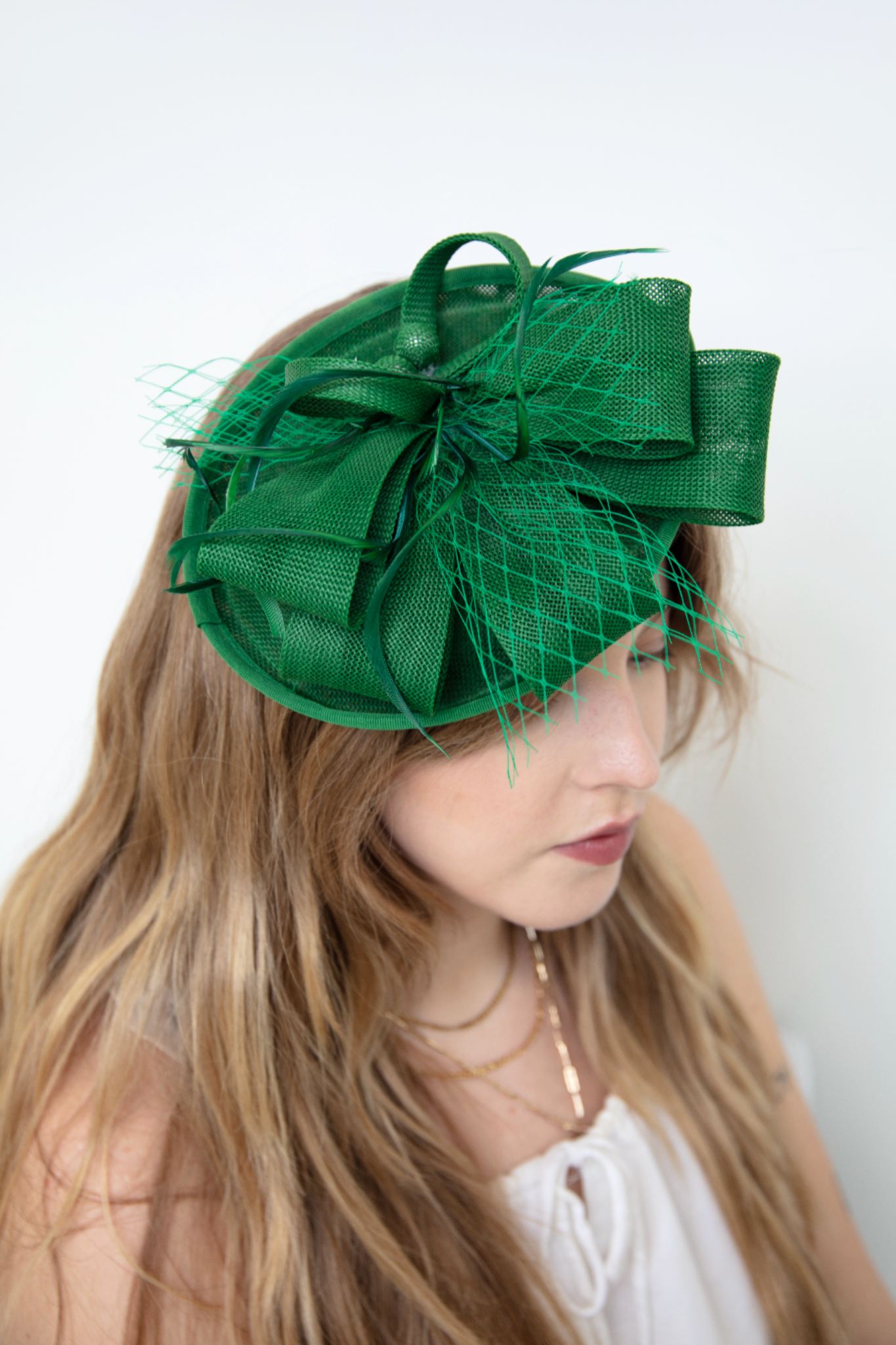 Meadowlands Green Fascinator - RENTAL