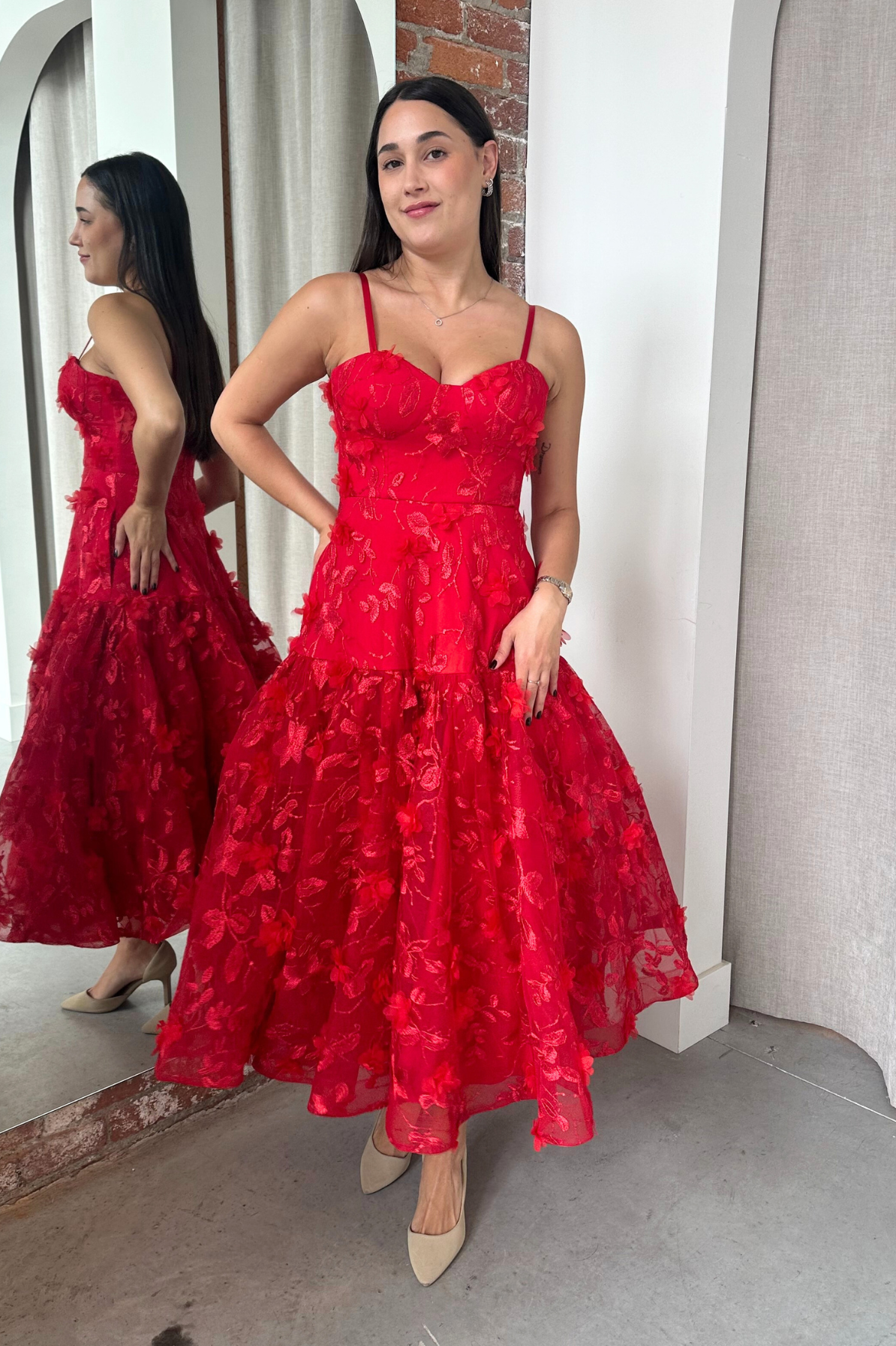 Lady in Red Dress by Bariano RENTAL The Fitzroy