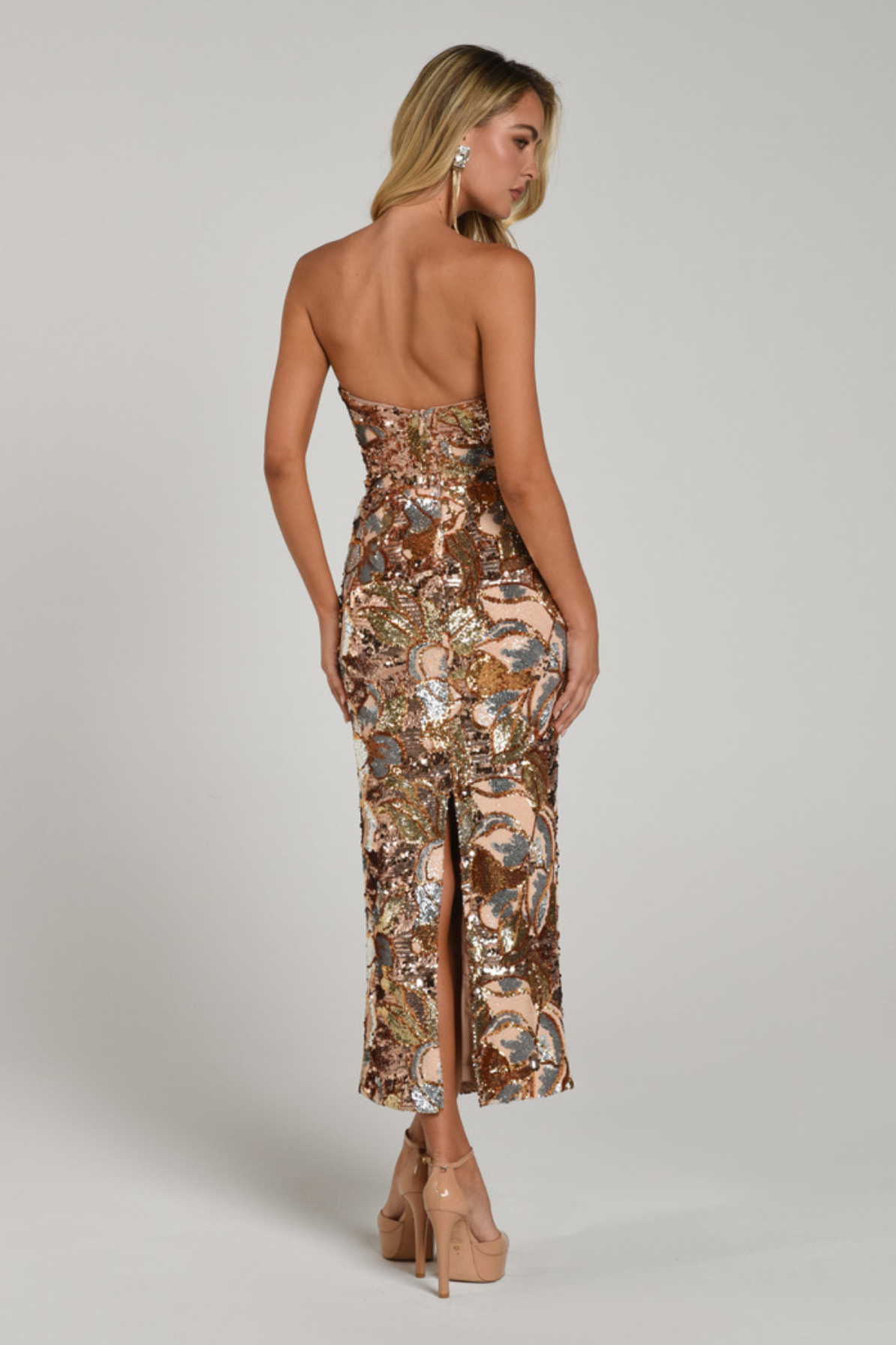 Gold Dust Midi Dress by HELSI - RENTAL The Fitzroy Gold Dust Midi Dress by HELSI - RENTAL The Fitzroy