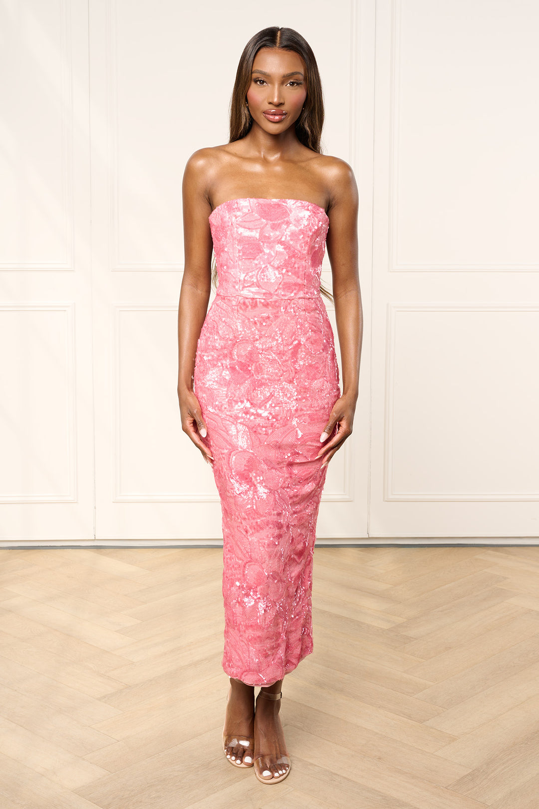 helsi pink sequin dress Helsi Eleanor Sequin Fit & Flare Cocktail Dress - Rose Pink