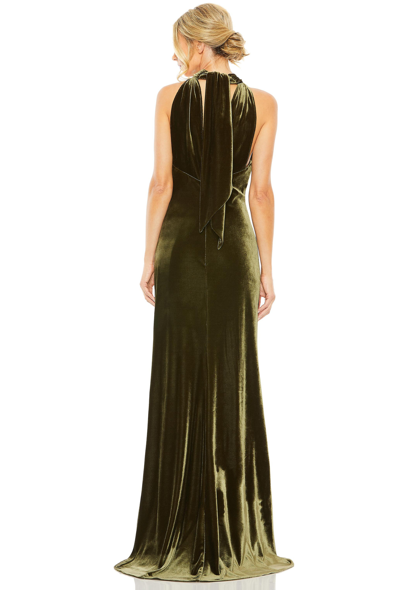 Pasha Halter Gown in Olive by Mac Duggal - RENTAL
