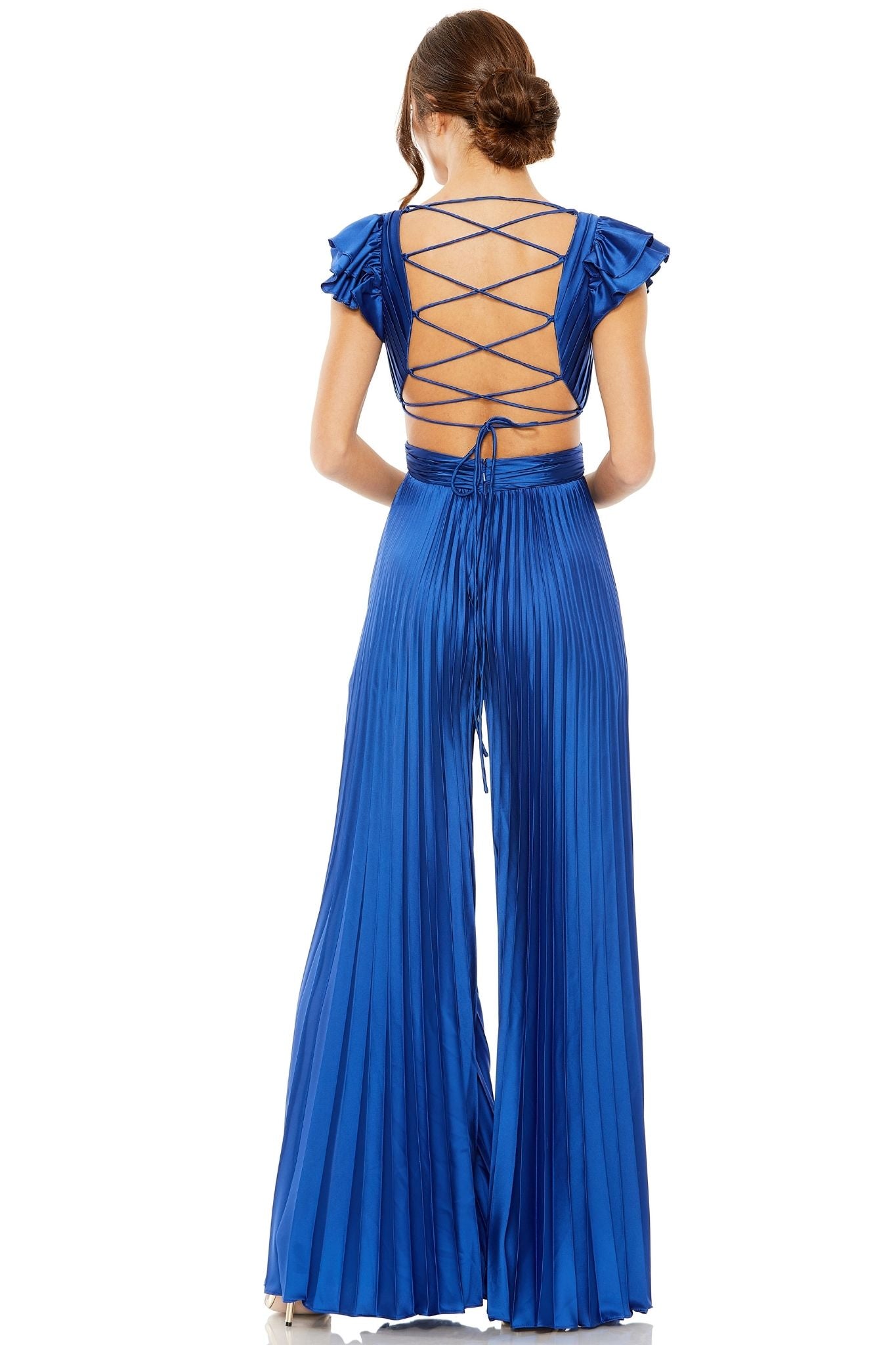 Santorini Cutout Pleated Jumpsuit by Mac Duggal - RENTAL