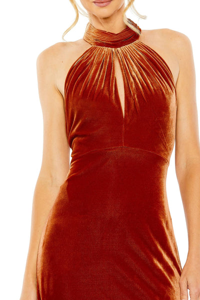 Pasha Halter Gown in Burnt Orange by Mac Duggal - RENTAL