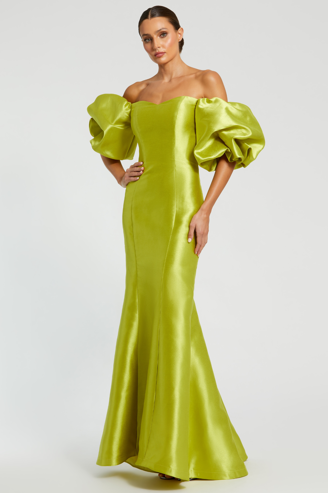 Manon Trumpet Gown in Chartreuse by Mac Duggal - RENTAL