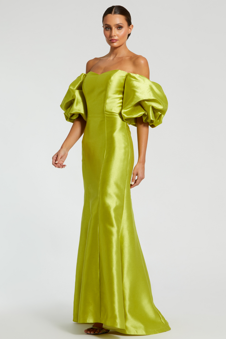 Manon Trumpet Gown in Chartreuse by Mac Duggal RENTAL – The Fitzroy - Main Image
