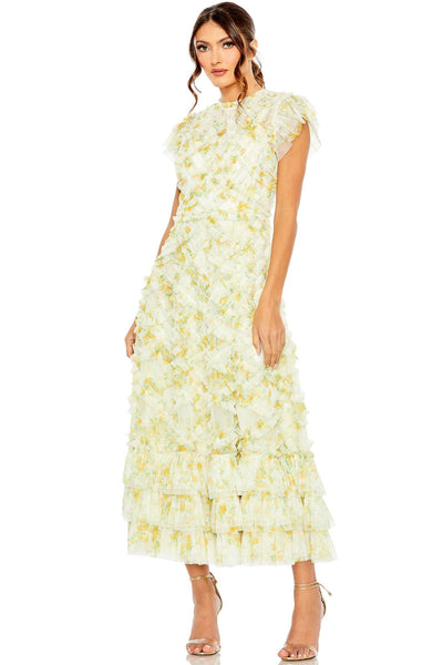 Marigold Ruffle Midi Dress by Mac Duggal - RENTAL