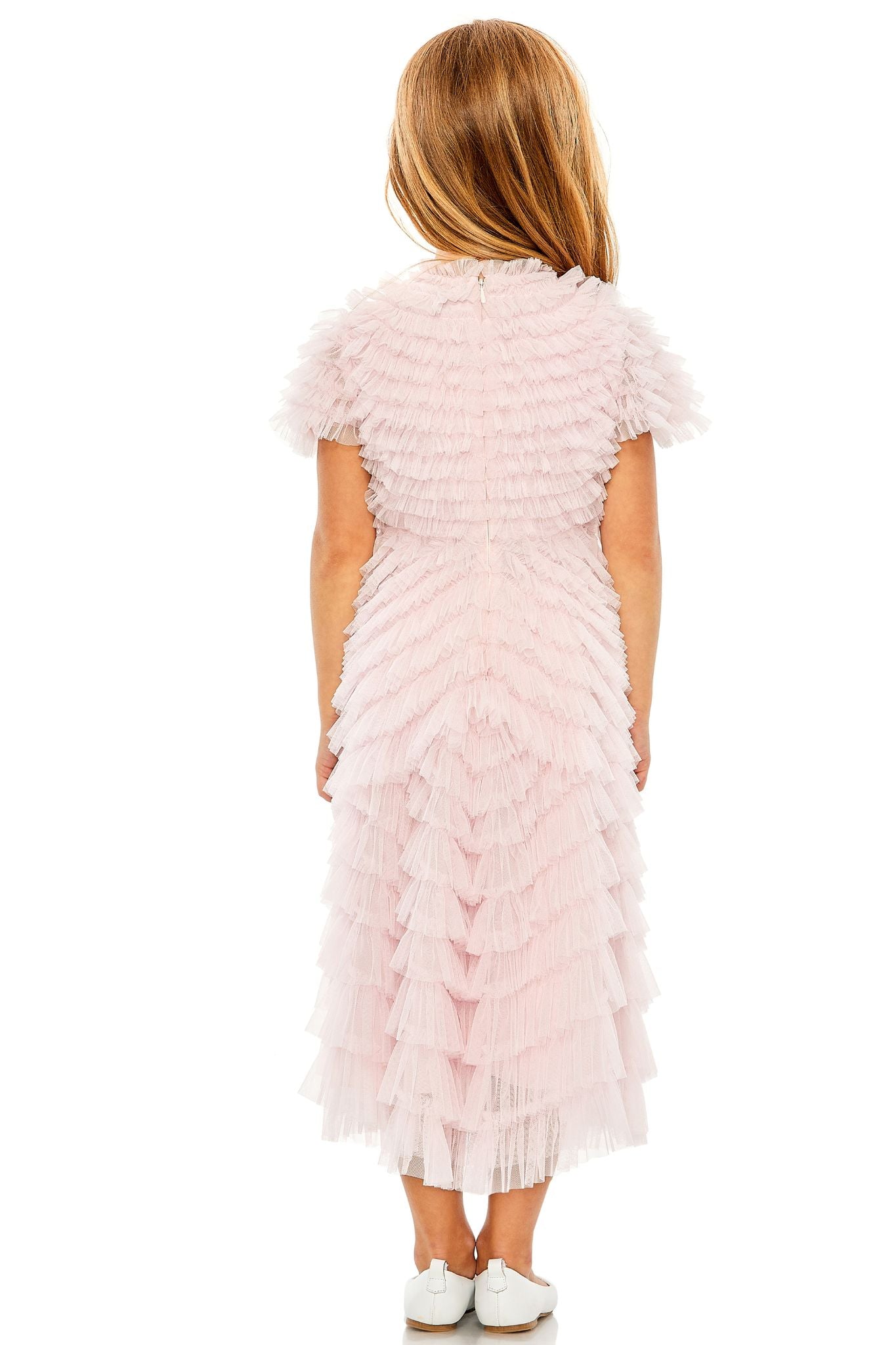 Winnie Ruffle Kids Dress in Pink by Mac Duggal - RENTAL