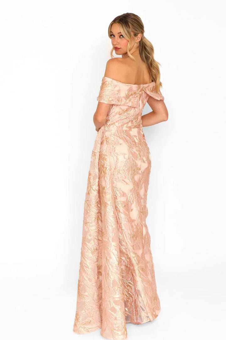 satin dinner dress Elegant Off Shoulder Corset Prom Color:Coffee Brown fawn Women's Multi-Color Brown & LaDivine Style
