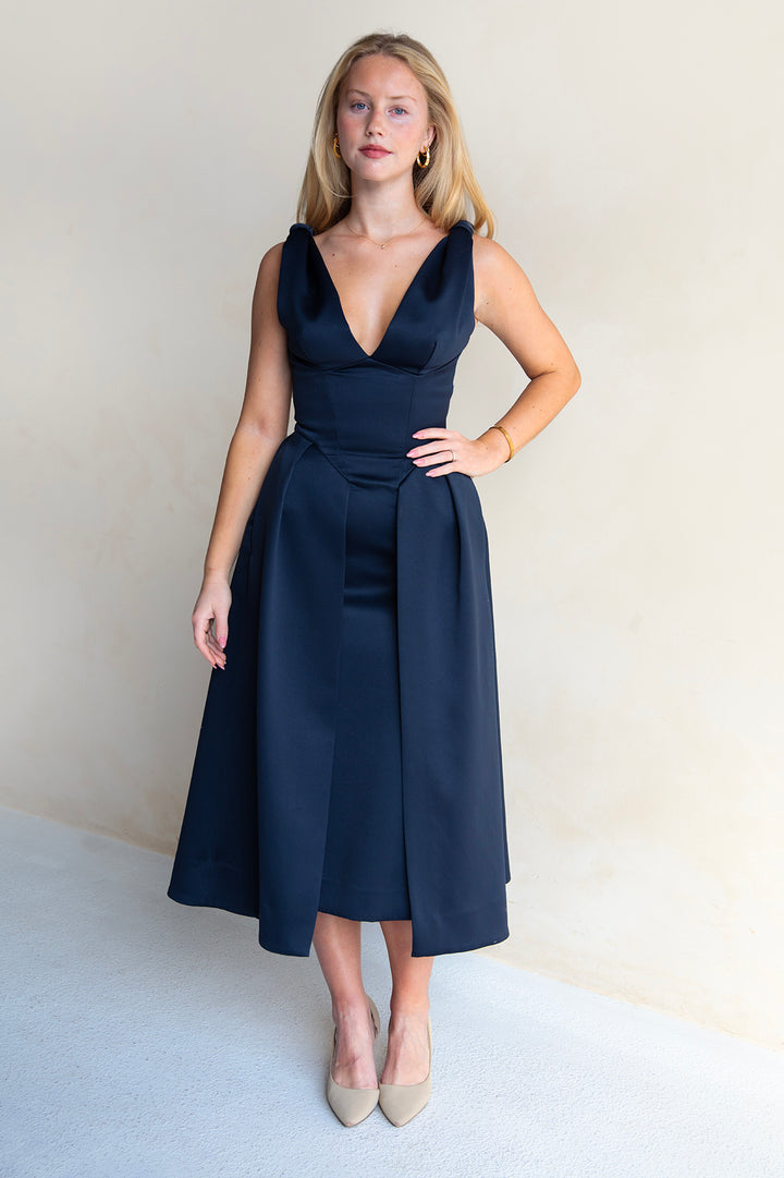 Paloma Midnight Satin Midi Dress by House of CB- RENTAL The Fitzroy Paloma Midnight Satin Midi Dress by House of CB- RENTAL The Fitzroy