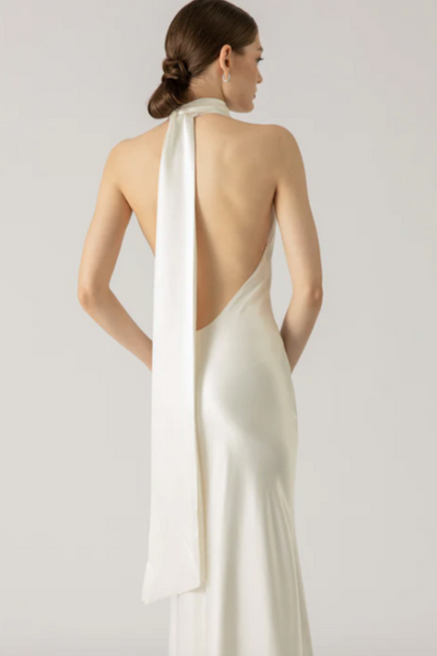 Penelope Satin Gown in Ivory by Sau Lee - RENTAL