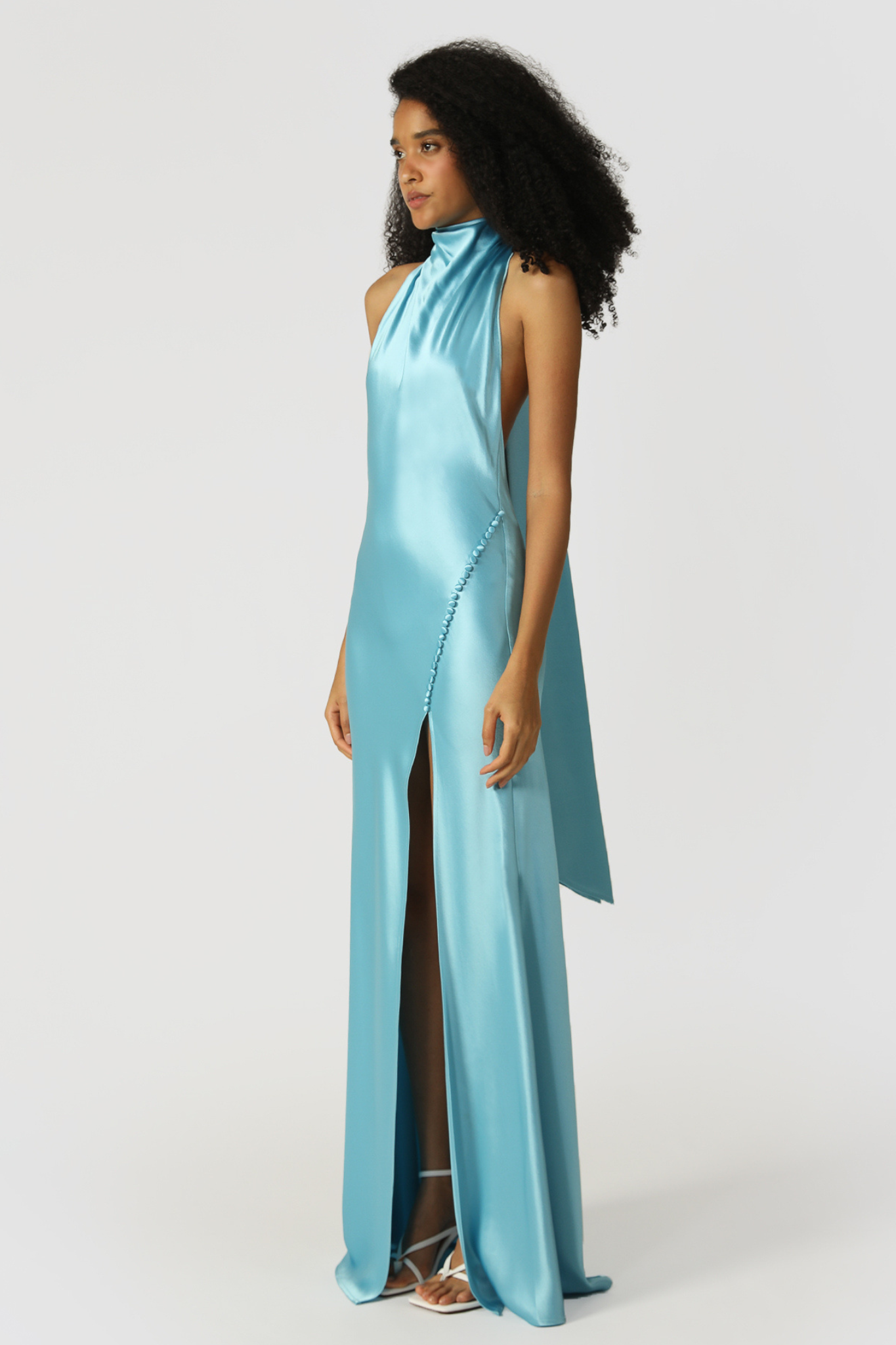 Penelope Satin Gown in Blue by Sau Lee - RENTAL